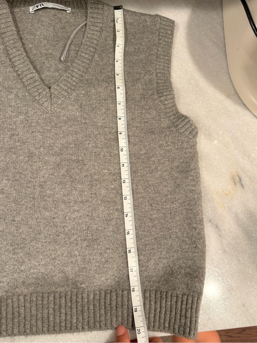 Zara Light Gray V-Neck Sweater Vest - Picture 3 of 4